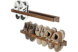 MyGift Rustic Burnt Wood Hanging Wall Mounted Shoe Rack