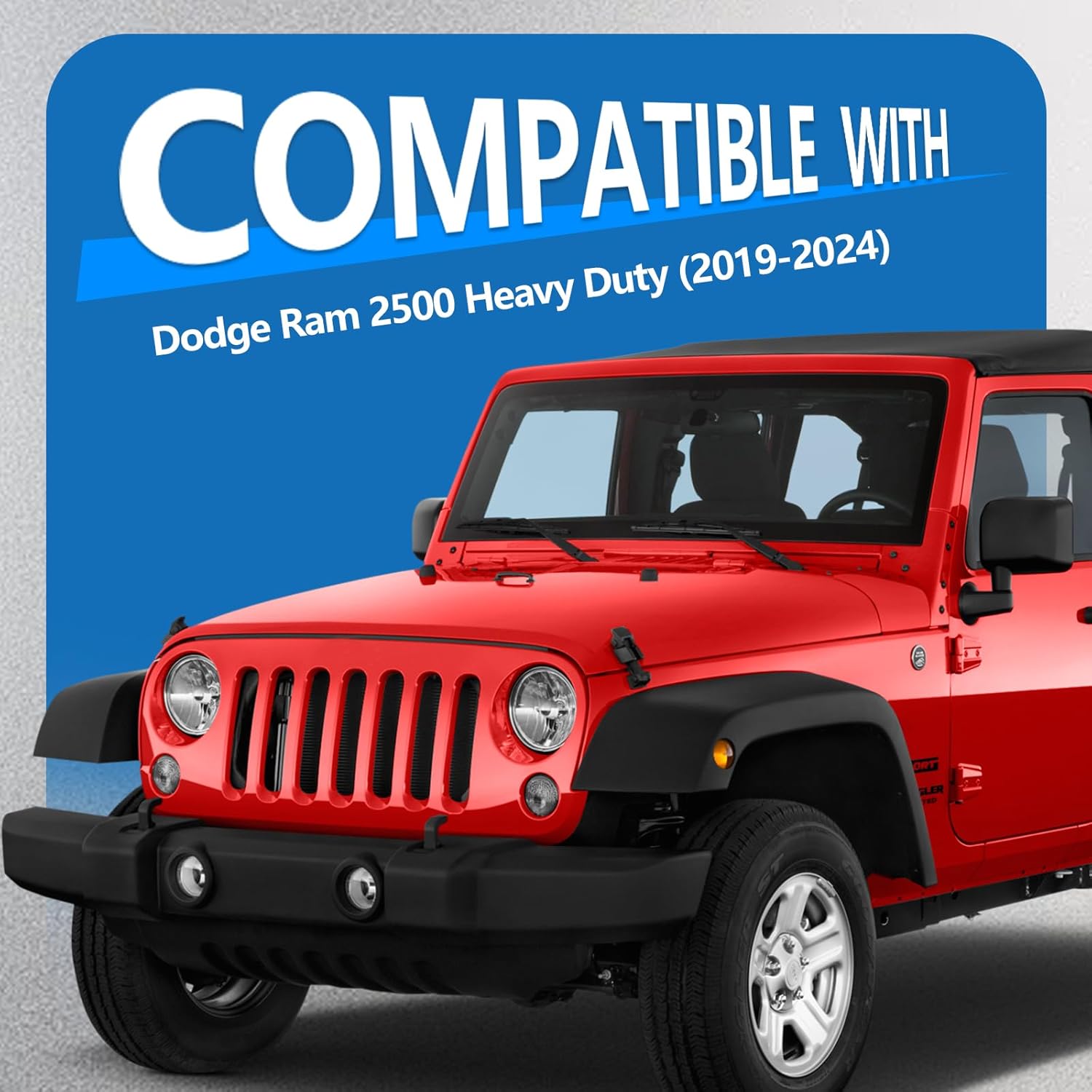 Hood Emblem and Badge Replacement (1 Pair) Compatible with Dodge Ram 2500 Heavy Duty (2019-2024) Left & Right Side Nameplate Bezel Black Replaces 68362211AB, 68362212AB