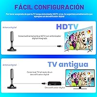 Vista 4 de HIDB Antena de TV para Smart TV en interiores, antenas digitales HD para interiores con base magnética fuerte, fácil instalación, recepción de largo