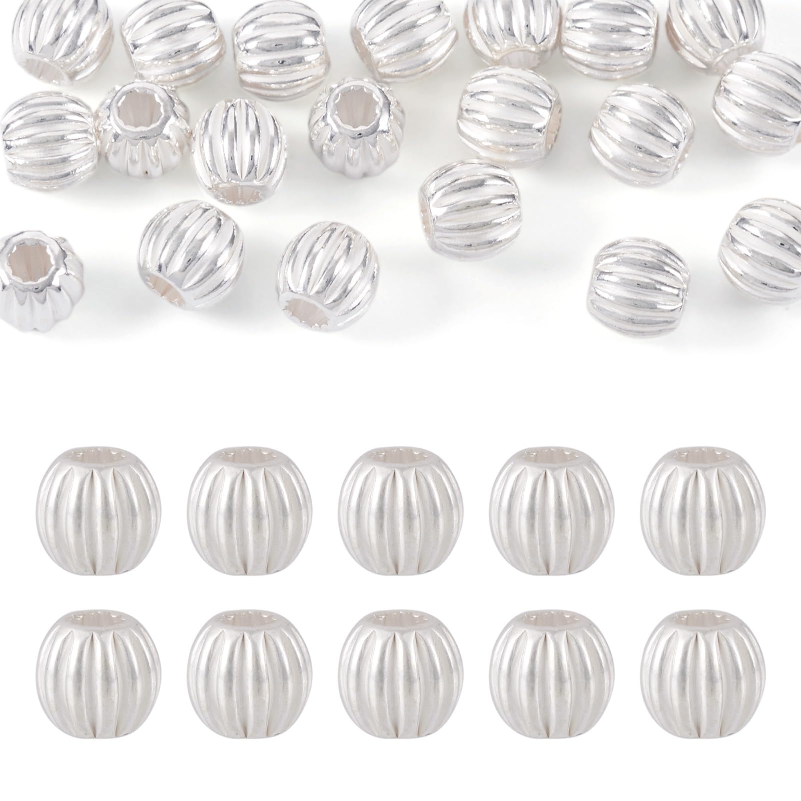 Perles rondes ondulées en argent pour fabriquer vos propres colliers et bracelets