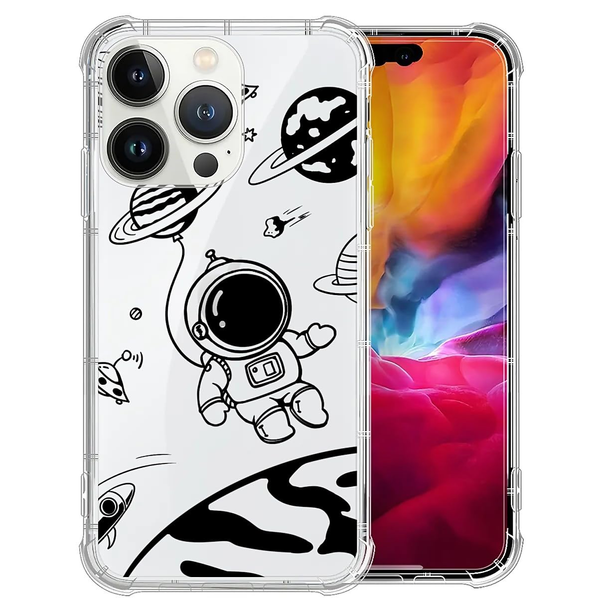 ZHEGAILIAN Case for iPhone 15 Pro Max, [Military-Grade Protection All-Around Shockproof Corners] Clear TPU Bumper Case for iPhone 15 Pro Max - Space