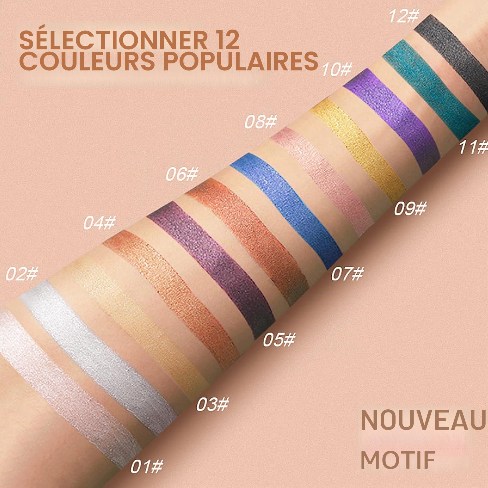 Lot de 12 crayons de maquillage professionnel pour les yeux, ombre à paupières et crayon eyeliner, longue durée, imperméable, paillettes, nacré, cadeau de maquillage pour femme