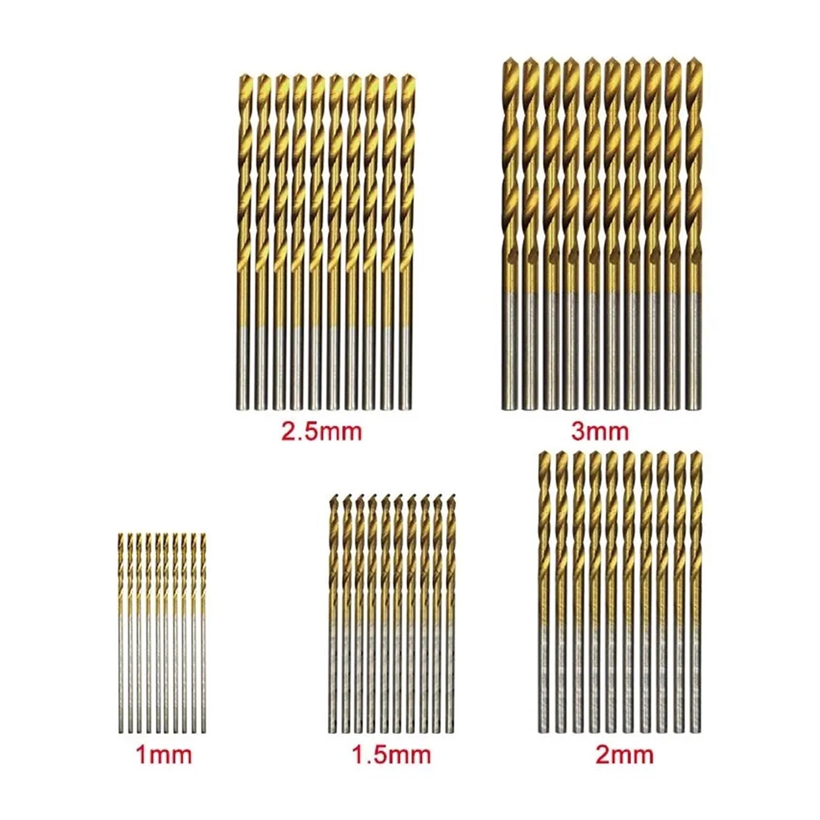 Set di punte elicoidali da 100 pezzi 1-3mm, micro punte in acciaio ad alta velocità per trapano elettrico a mano, lavorazione del legno fai da te e accessori per utensili domestici(1mm-3mm(200pcs))