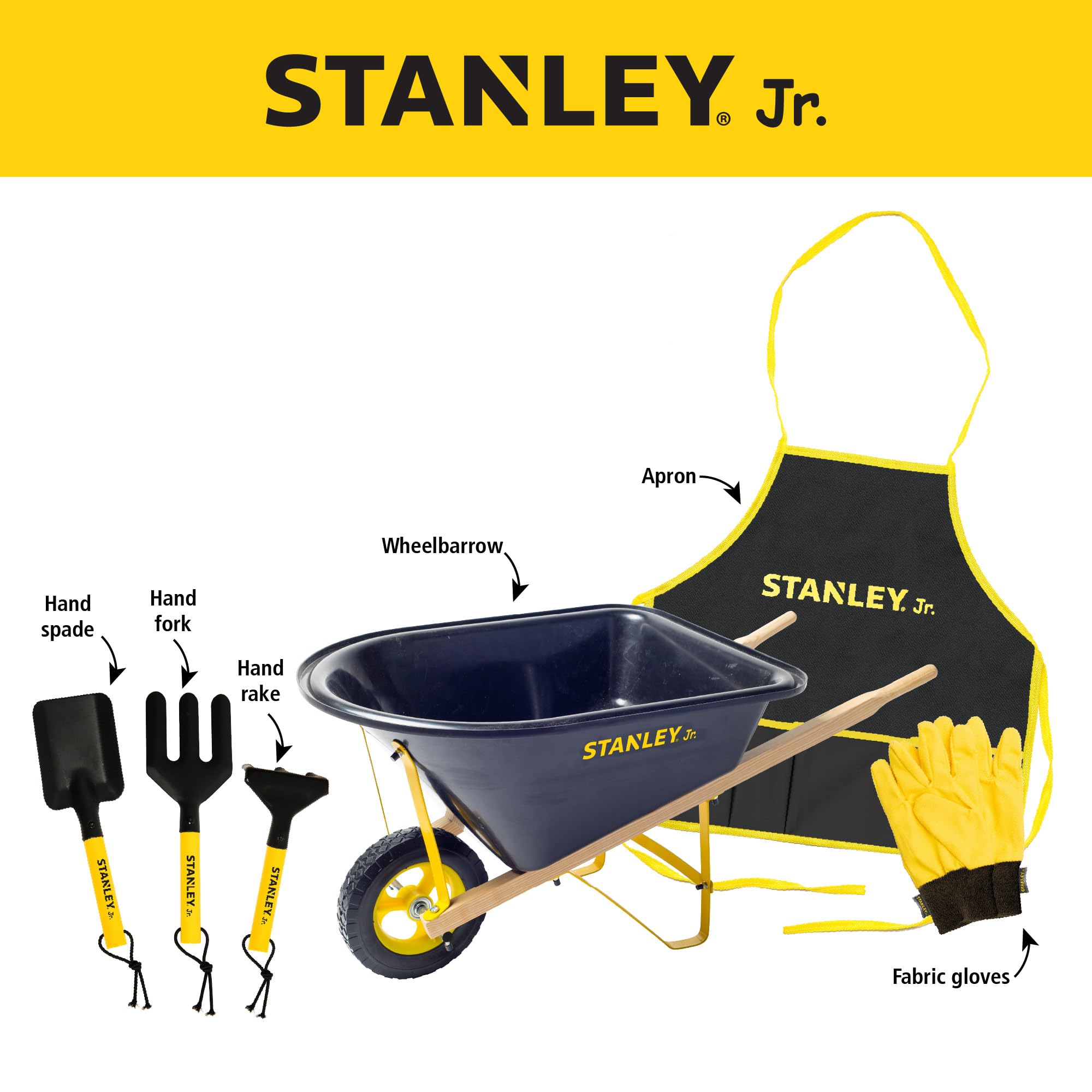 Amazon.com : Stanley Jr. Kids Wheelbarrow Set – 6-Piece Durable