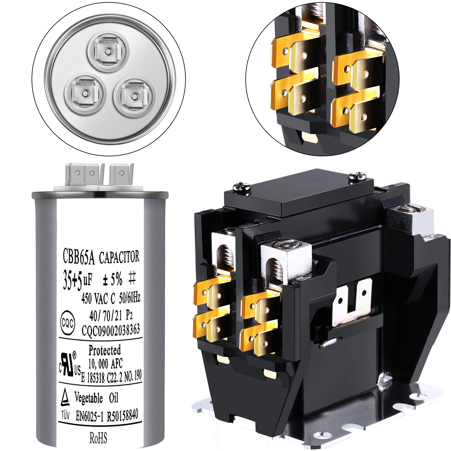 Buy Dual Run Round Capacitor 35+5 MFD 370 Volt or 440 Volt Capacitor