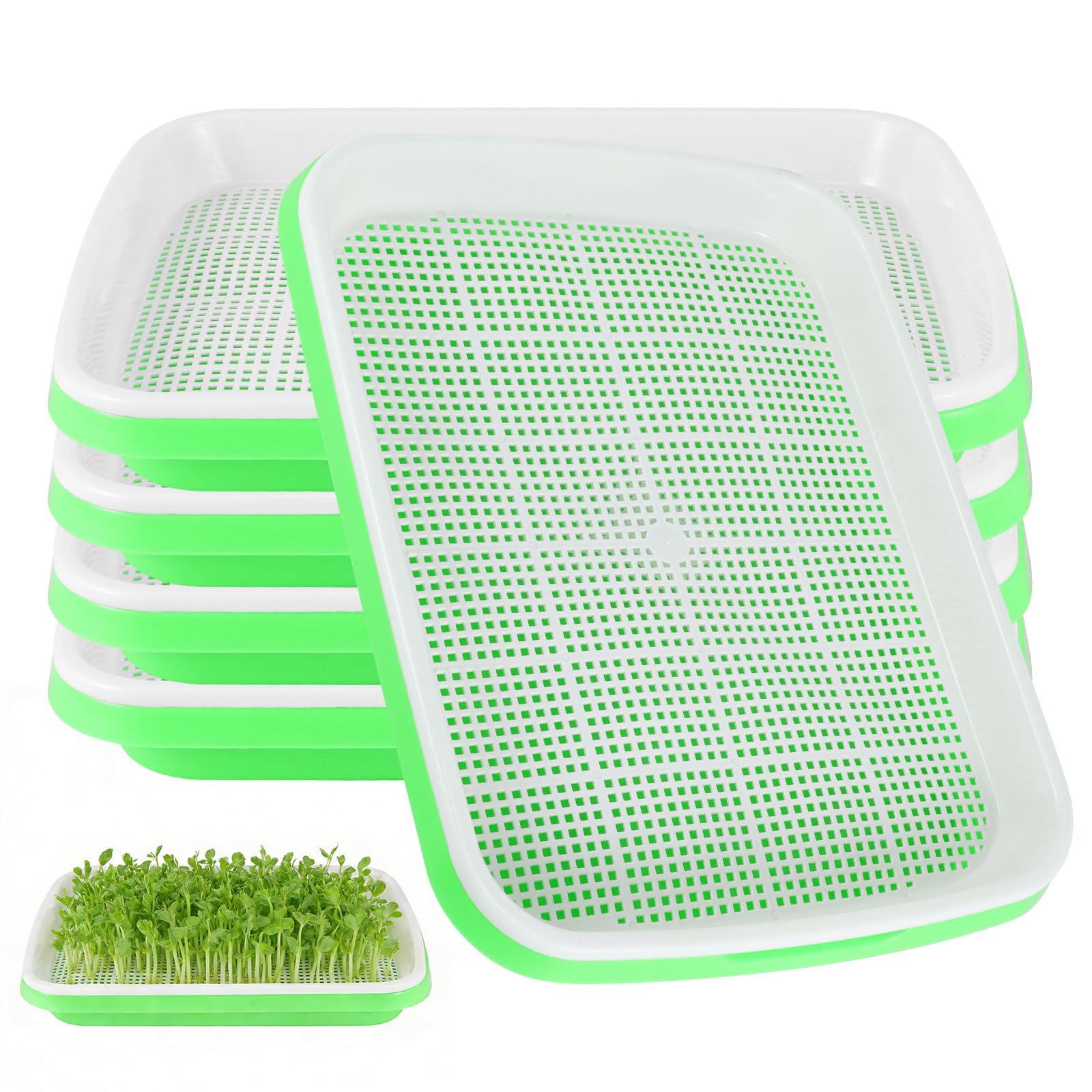 ZONJIE 5 bandejas para germinar brotes – Seed Sprouter Tray – Bandeja para germinar 32 cm x 25 cm Berro bandeja germinación bandeja para germinar microgreens, berros, frijol mungo, alfalfa, hierba de