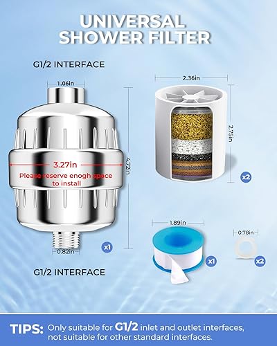 Miniatura 8 de Filtro de ducha VeoryFly de 30 etapas con vitamina C, filtro de ducha para agua dura, agua de alto rendimiento con 2 cartuchos de relleno