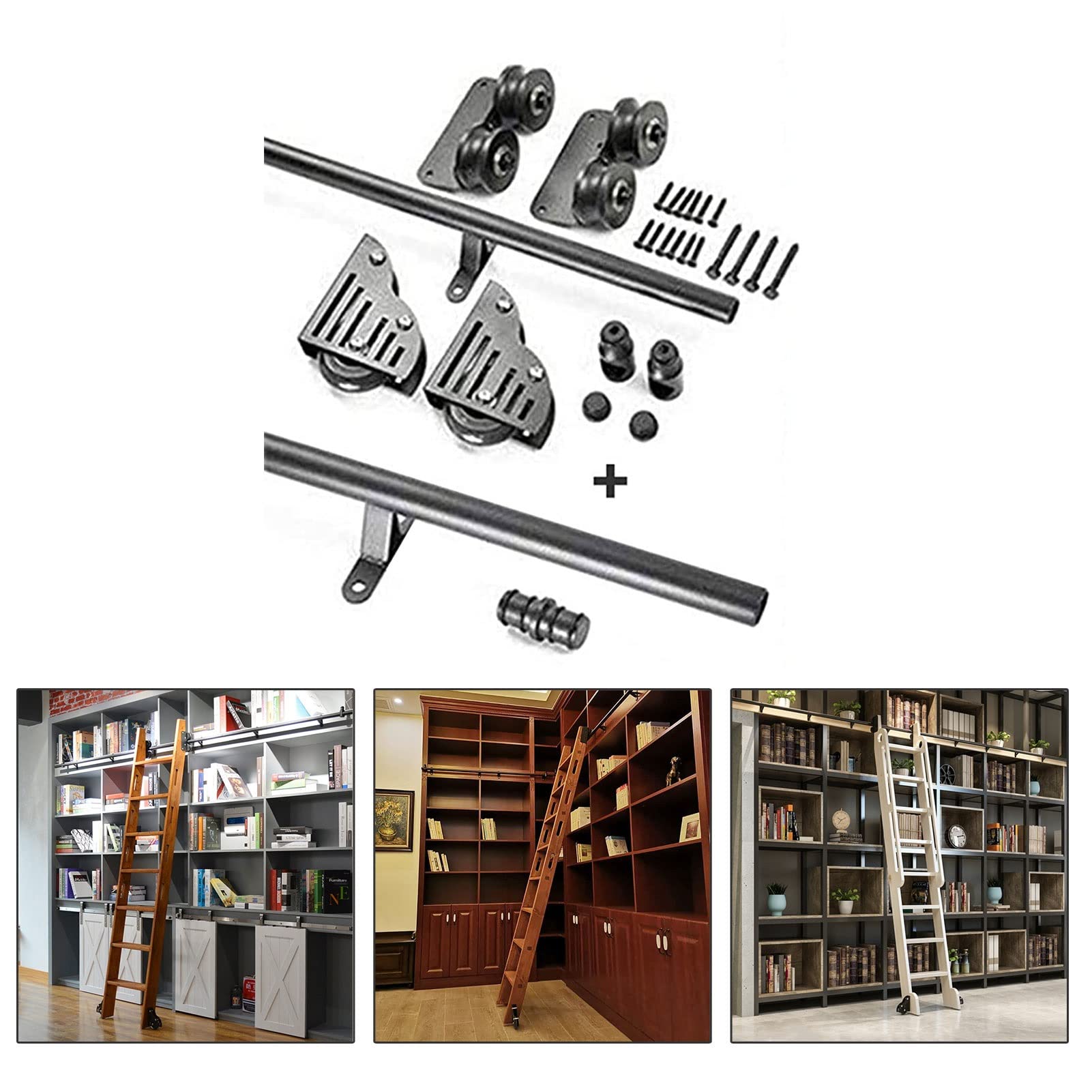Kit de quincaillerie de bibliothèque coulissante MiroDo pour sécuriser votre échelle mobile