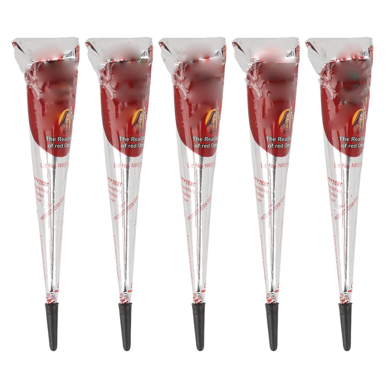 12pcs 25g Temporary Tattoo Paste, Cone Shaped Lasting 5 to 7 Days Art Painting Paste Cherry Red