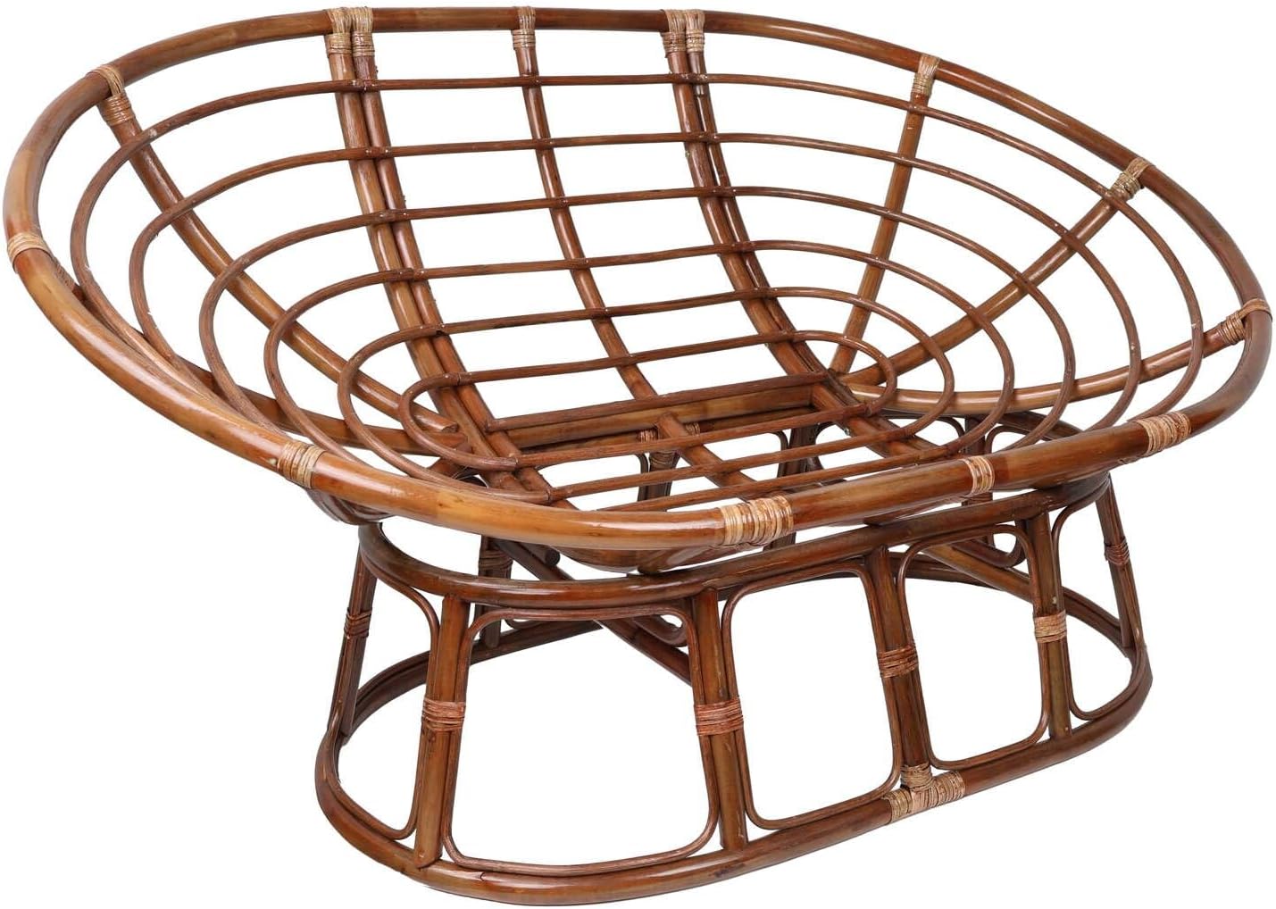Maykoosh Rattan Double Papasan Chair with Twill Cushion - Bohemian Style Seating Sage Green