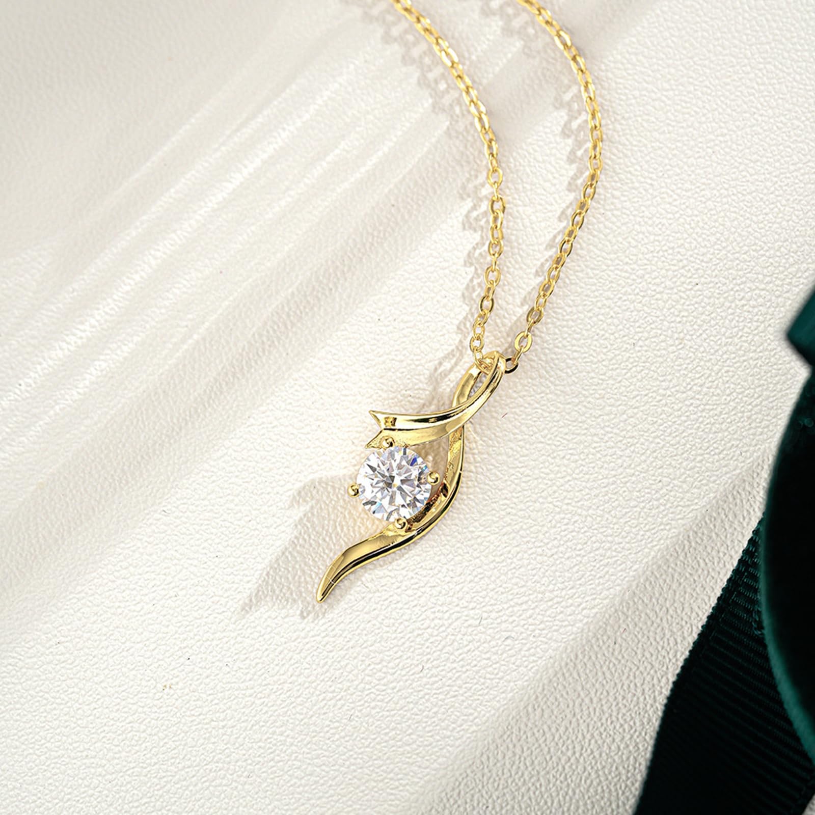Collar infinito de oro de 9/14/18 quilates para mujer, collar con colgante redondo de moissanita de 1 quilate, oro real