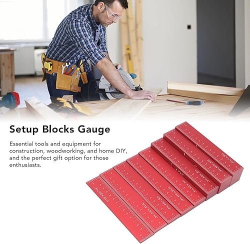 Miniatura 4 de plplaaoo Barras de configuración de aluminio, medidor de altura ajustable, bloques de configuración de carpintería, juego de medidores de altura de