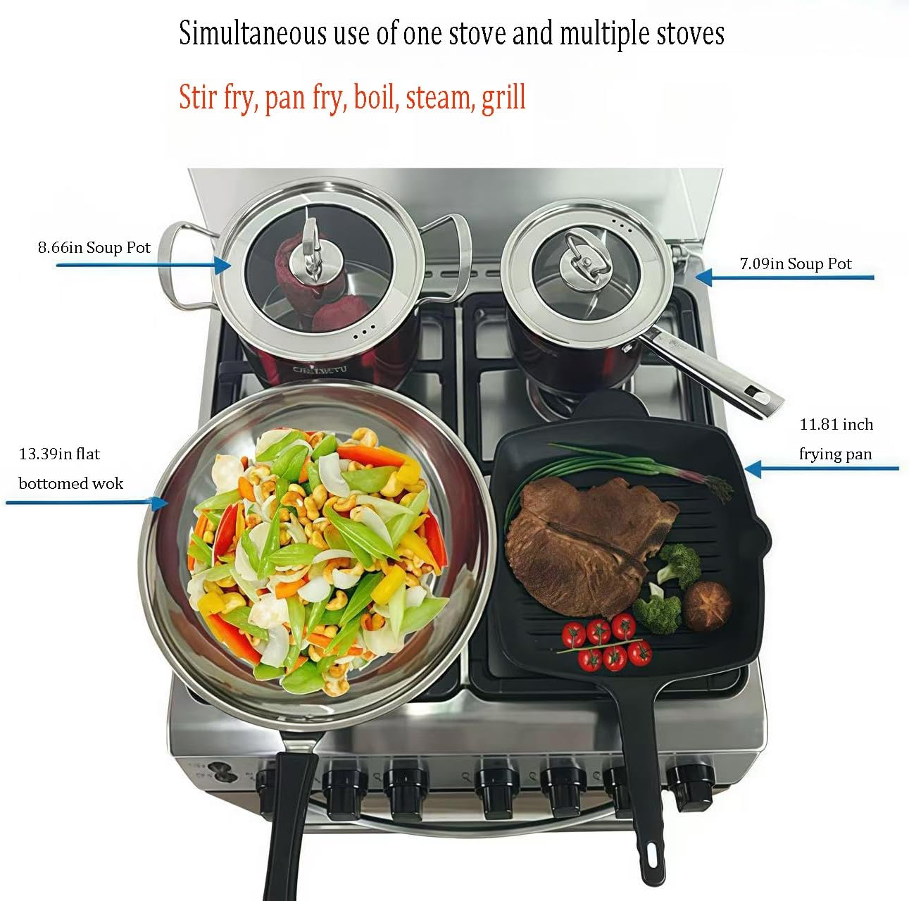 4-Burner Gas Range with Electric Oven, Stainless Steel, 23.62x23.62x33.46 Inch, 60L Capacity, Tempered Glass Cover, 220V