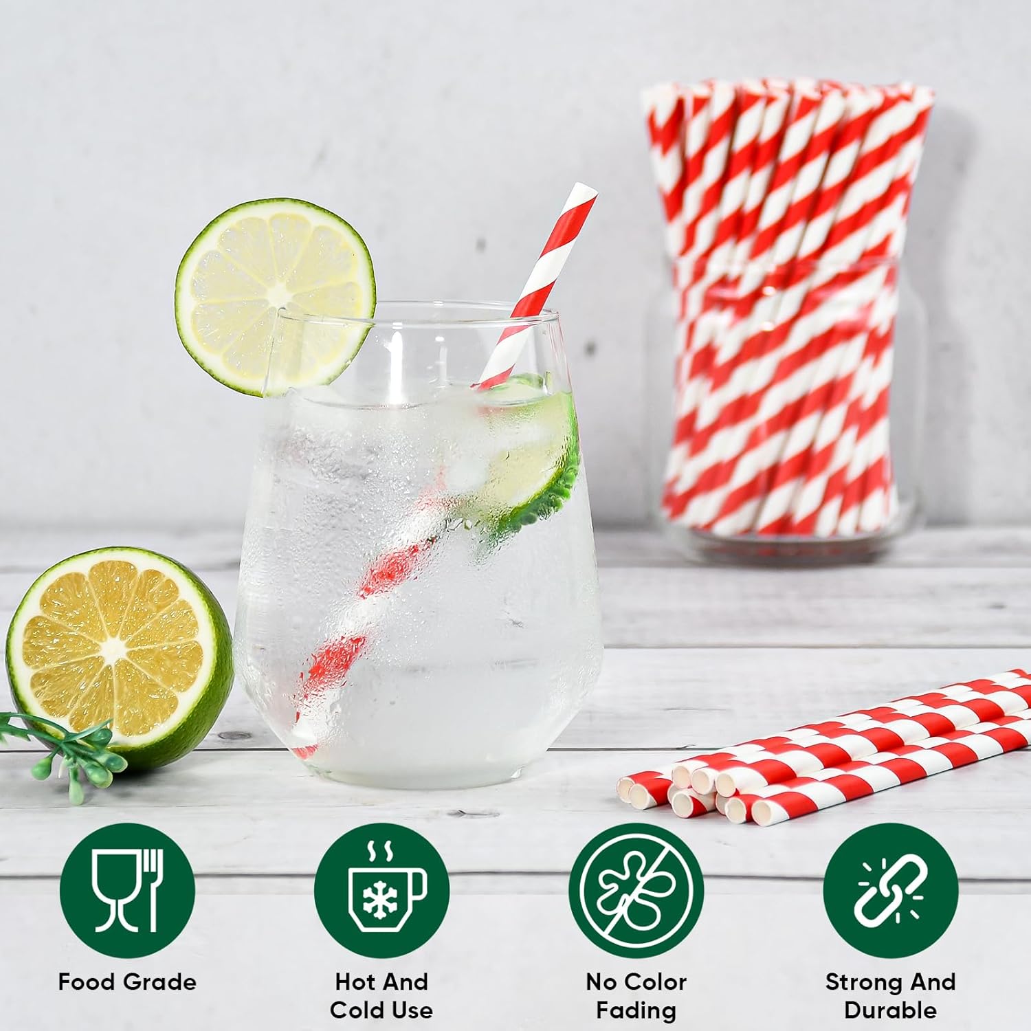 [500 Counts] Chunspak 5.75 inch Disposable Red White Striped Small Paper Straws for Cocktail, Coffee and Short Drinks - Eco-friendly - Image 3