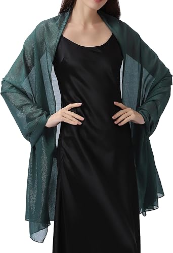 Elegant Evening Shawl Wrap for Women Formal, Sparkling Crepe Chiffon, Wedding Party Scarf