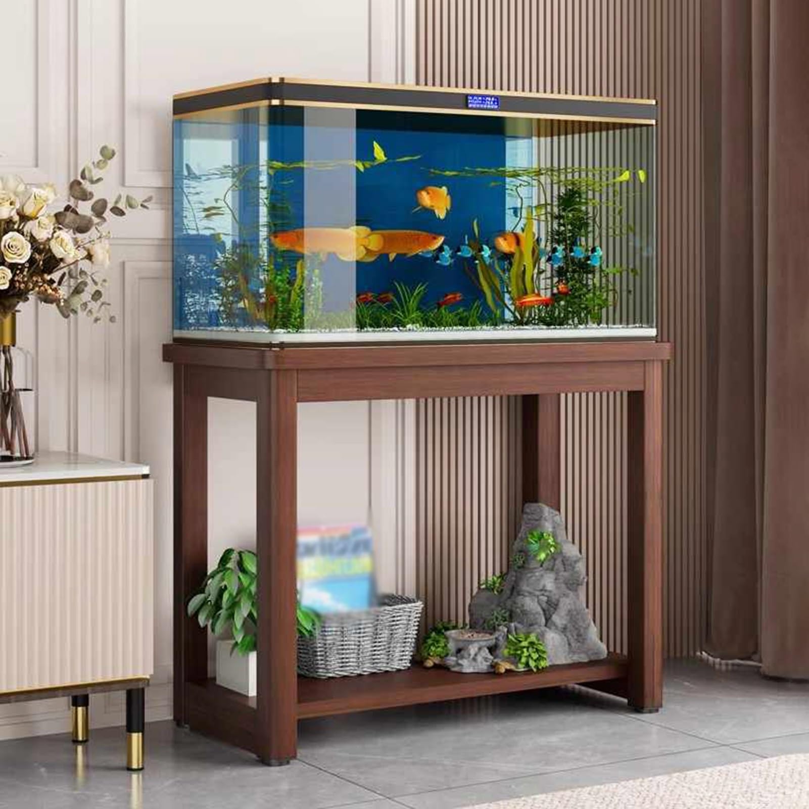 Amazon.co.jp: 水槽台 オーク材の2段水槽スタンド、 リビング