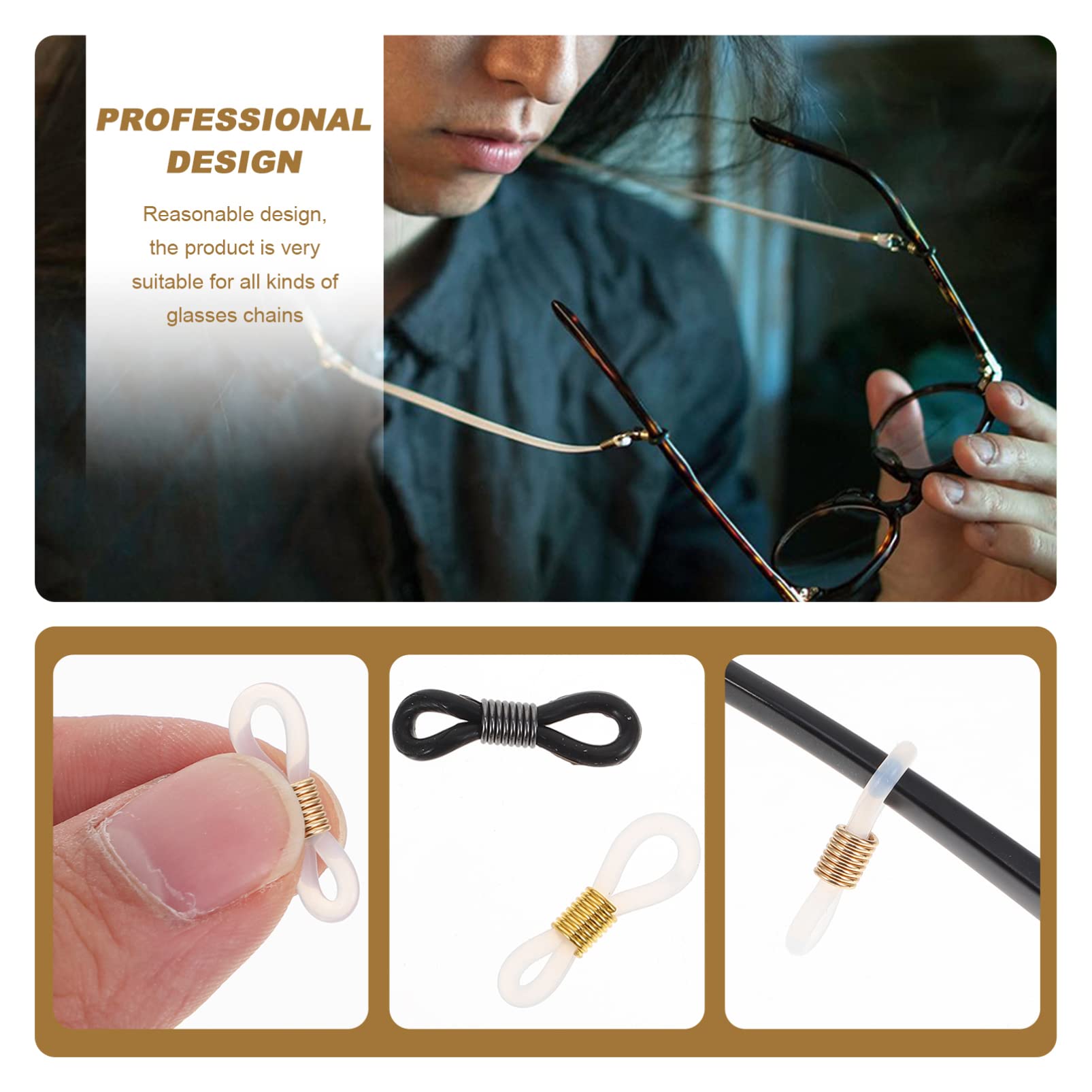 EXCEART Porte-chaînes pour Lunettes en Silicone et Métal, 20 Pièces