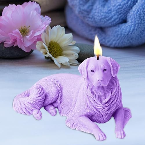 Miniatura 2 de Molde de silicona 3D para perros  Molde de perro Golden Retriever de resina 3D para el día de San Valentín  Velas de perro acostado, molde de resina