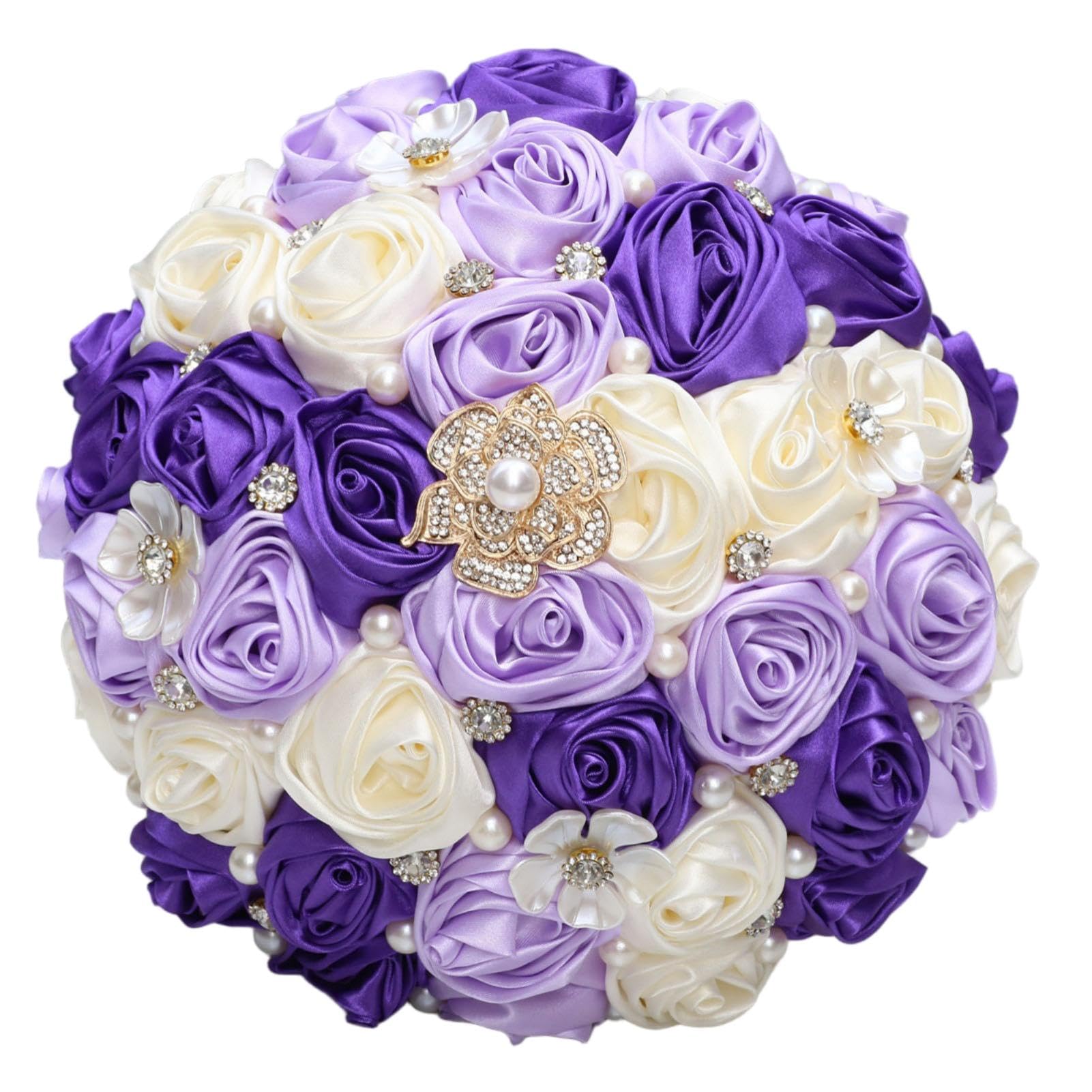 Amazon.com: Gkvszy Bridal Wedding Bouquet with Rhinestone  display picture 3