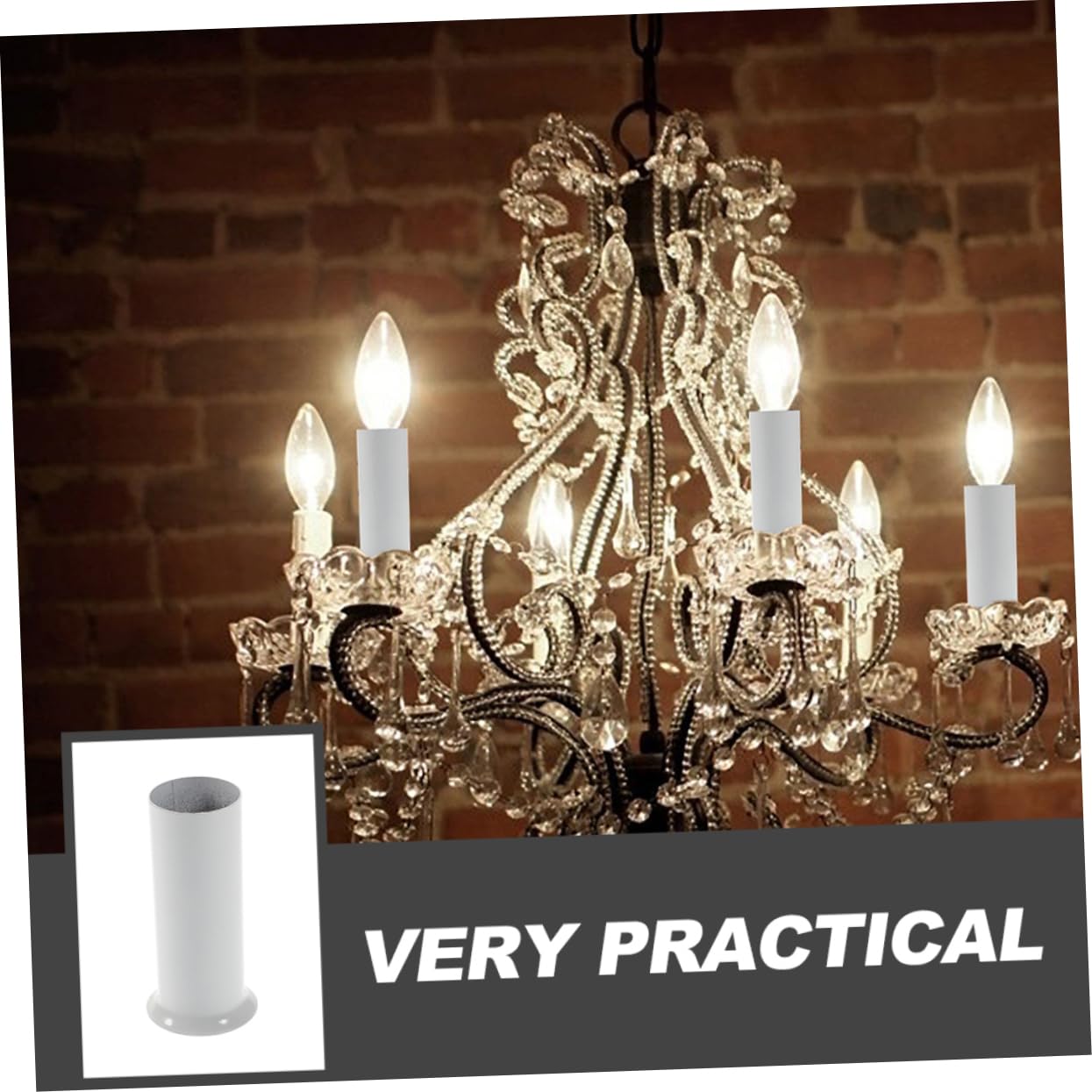 WOONEKY 15 Fundas para Portalámparas Colgantes de Metal Blanco Base Grande y Estructura Resistente para Lámparas de Cristal Hogar