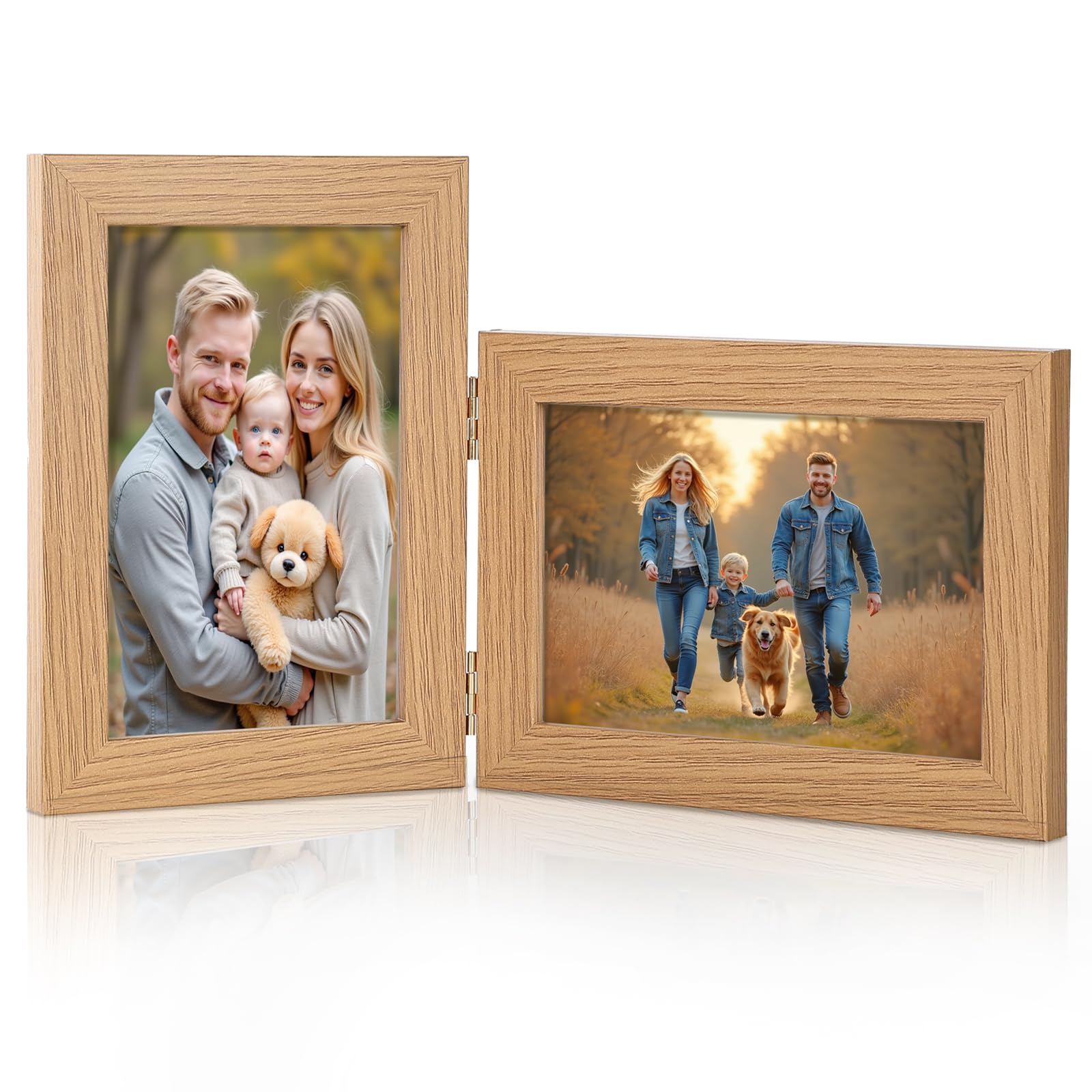 Photo 1 of Epecfan 5x7 Double Hinged Picture Frame - Wood Grain