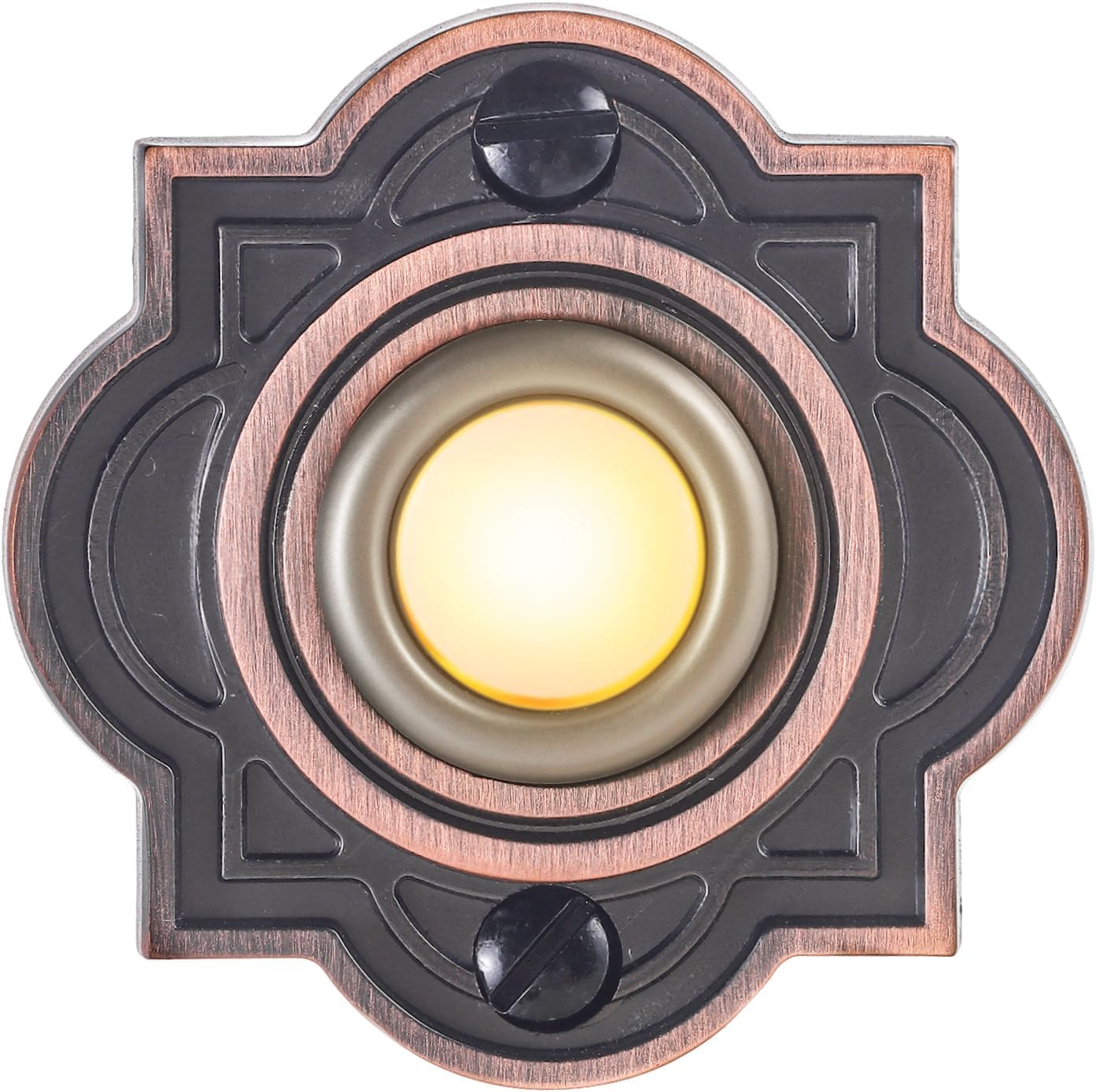 Dreyoo Round Metal Doorbell Push Button, Black Wired Lighted Up LED