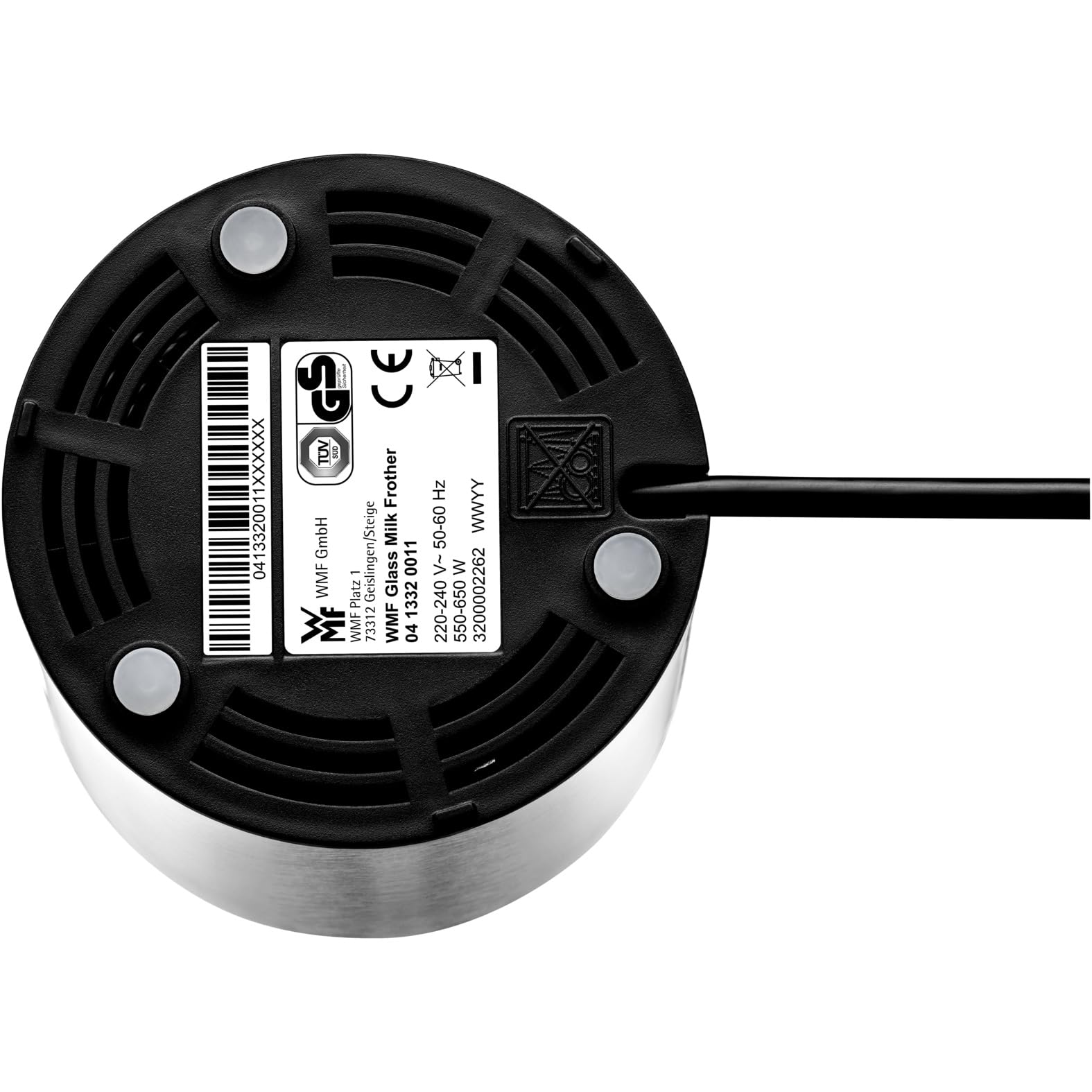 WMF Lono - Espumador de leche de cristal eléctrico, 150-250 ml, 650 W, batidora de frape, pantalla táctil, para espuma de leche caliente y fría, leche caliente, calentador de leche, cacao, chocolate