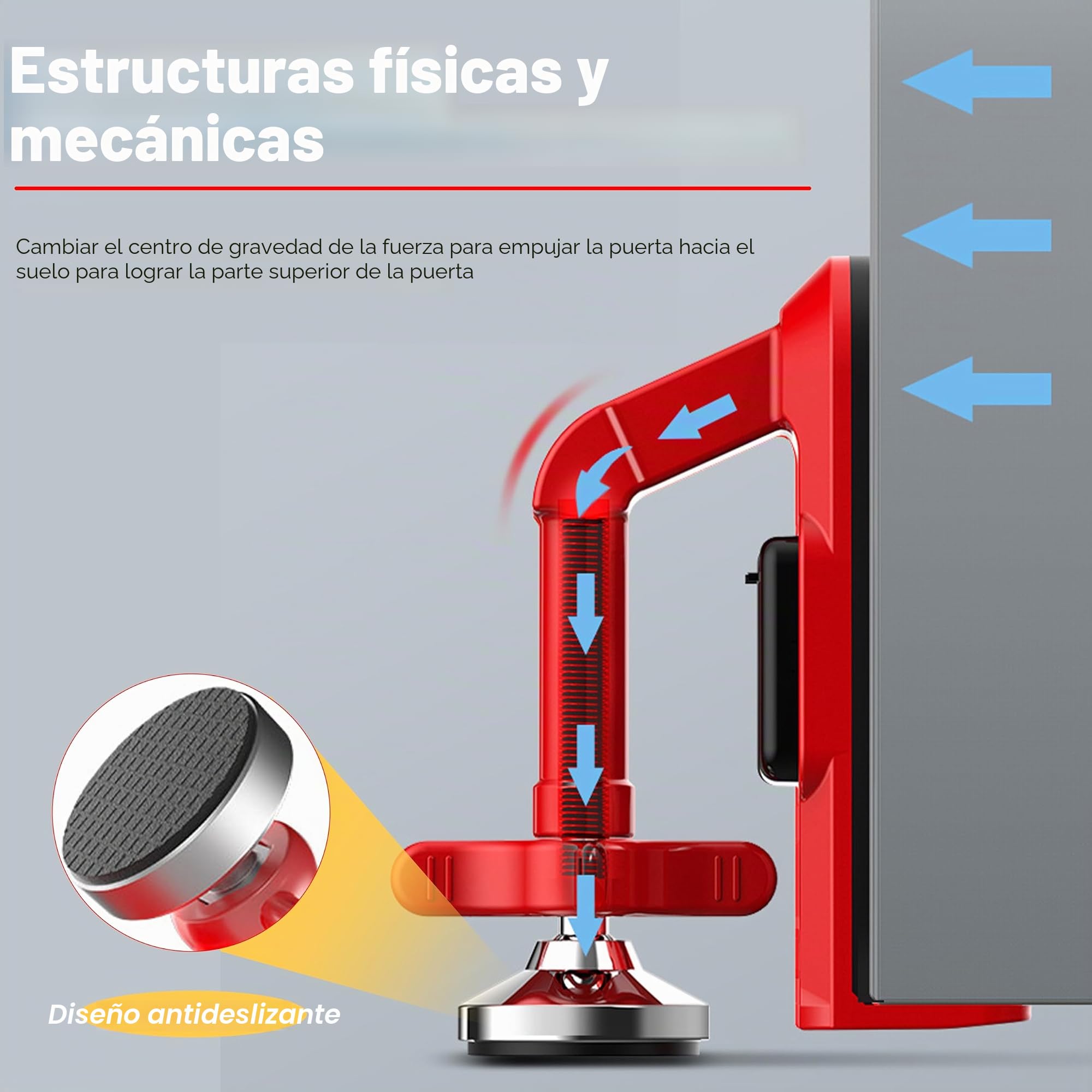 Tope de puerta de alarma portátil, antirrobo de 80 dB, para parte inferior de la puerta, ajustable y fácil de instalar para el hogar, oficina y viajes, dispositivos de seguridad de puerta (rojo)