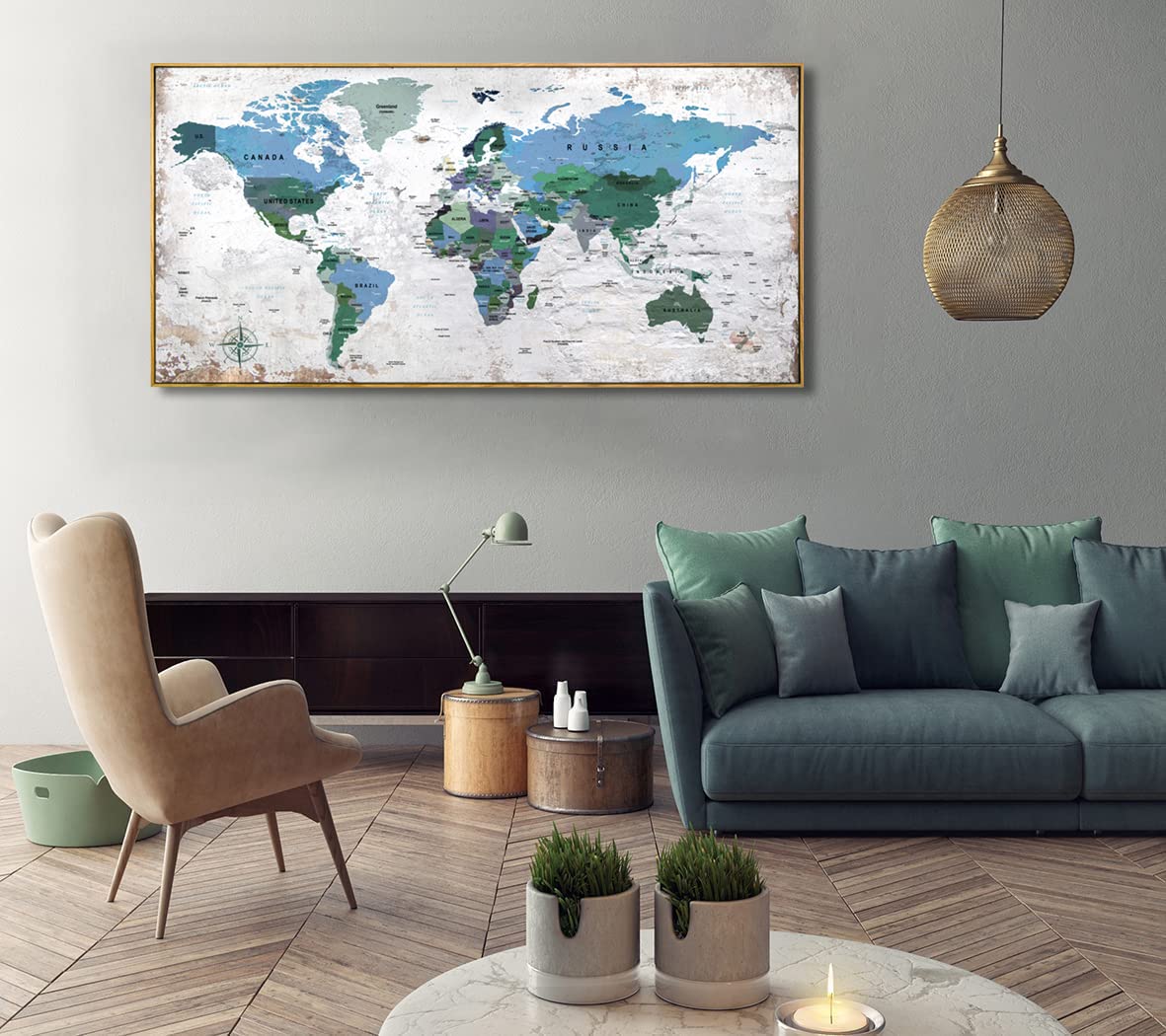 Amazon.co.jp: 額入りウォールアート 世界地図 ウォールアート