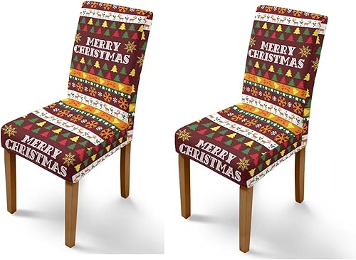Miniatura 33 de Rnyleeg Juego de 1 fundas de asiento de Feliz Navidad para sillas de comedor, fundas elásticas suaves y cómodas para sillas de comedor con estampado