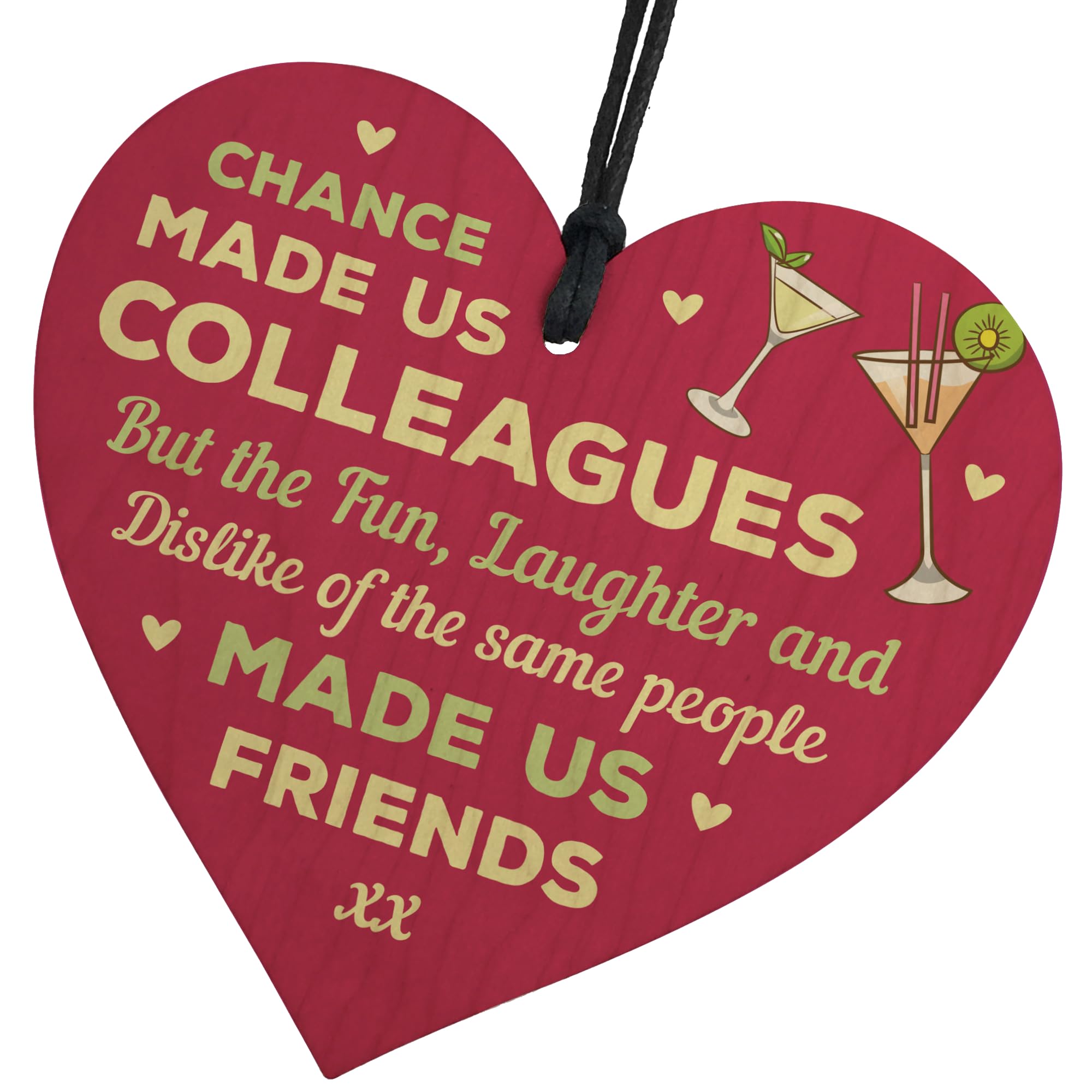 Red Ocean Chance Made s Colleagues GIFT Fun and Laughter Wooden Heart Leaving Gift Plaque Work Friendship Sign