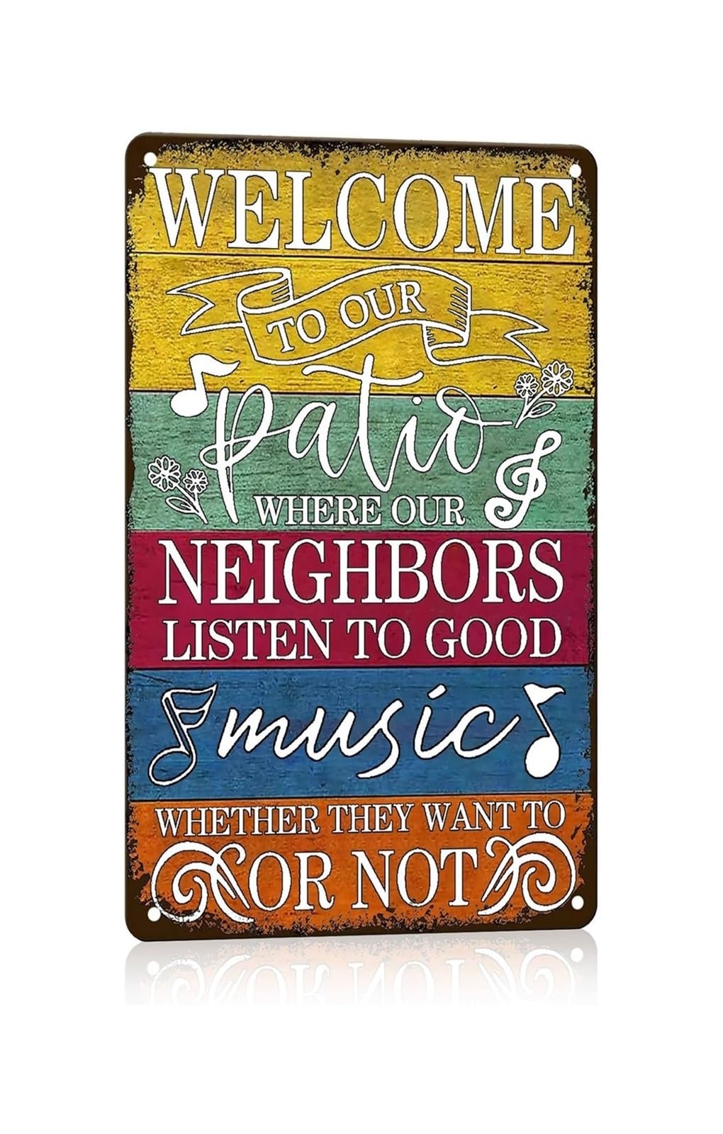 IDGTTLDF Funny Backyard Sign Welcome to Our Patio Metal Tin Sign Rustic Outdoor Decor for Patio Gate Deck Outdoor Living Space Novelty Gift 8 X 12 inch