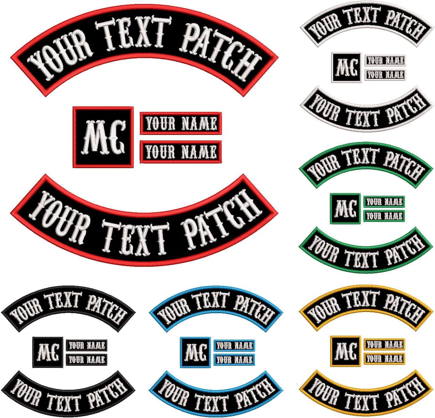 5 Pack Custom Embroidered Biker Patches, Personalized Embroidery Rocker Patch Rider Motorcycle Patches for Veterans Vest or Jacket (Black)