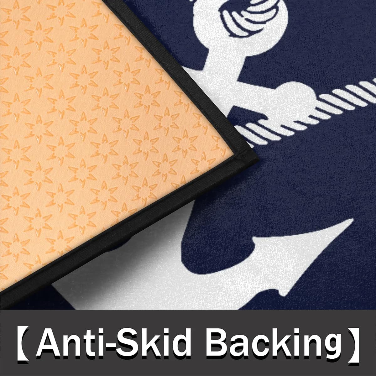 Nautical Sea Anchor Half Round Door Mat - Non-Slip Washable Half Circle Area Rug,Half Moon Rugs for Outdoor and Indoor Home Entrance, Bedroom, Living Room, Kitchen Semi Circle Doormat 36 * 24in