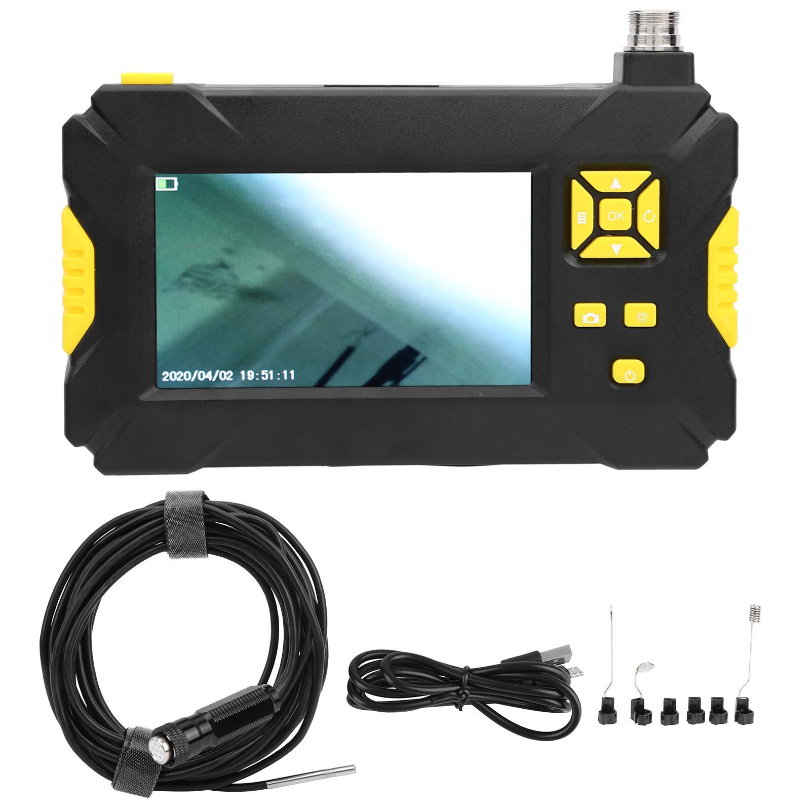 P30 Endoscopio LCD de 3.9 mm 4.3in, Boroscopio 1080P, Cámara de Endoscopio de Inspección de Tuberías, con 6 Luces LED Ajustables, para Inspección de Automóviles, Inspección de Tuberías(5m)