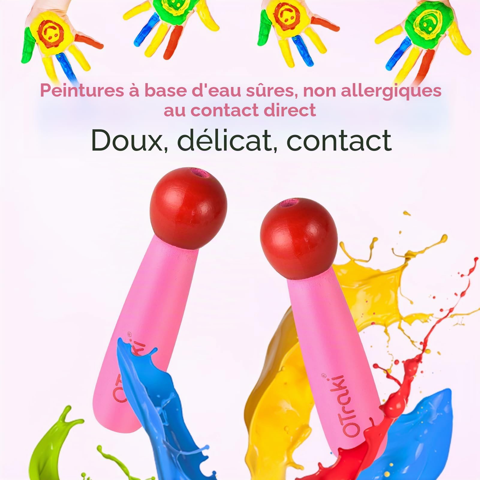OTraki Corde à sauter arc-en-ciel pour enfants, cordes à sauter réglables pour enfants, corde à sauter avec poignée en bois pour filles/garçons, corde à sauter d'exercice pour enfants