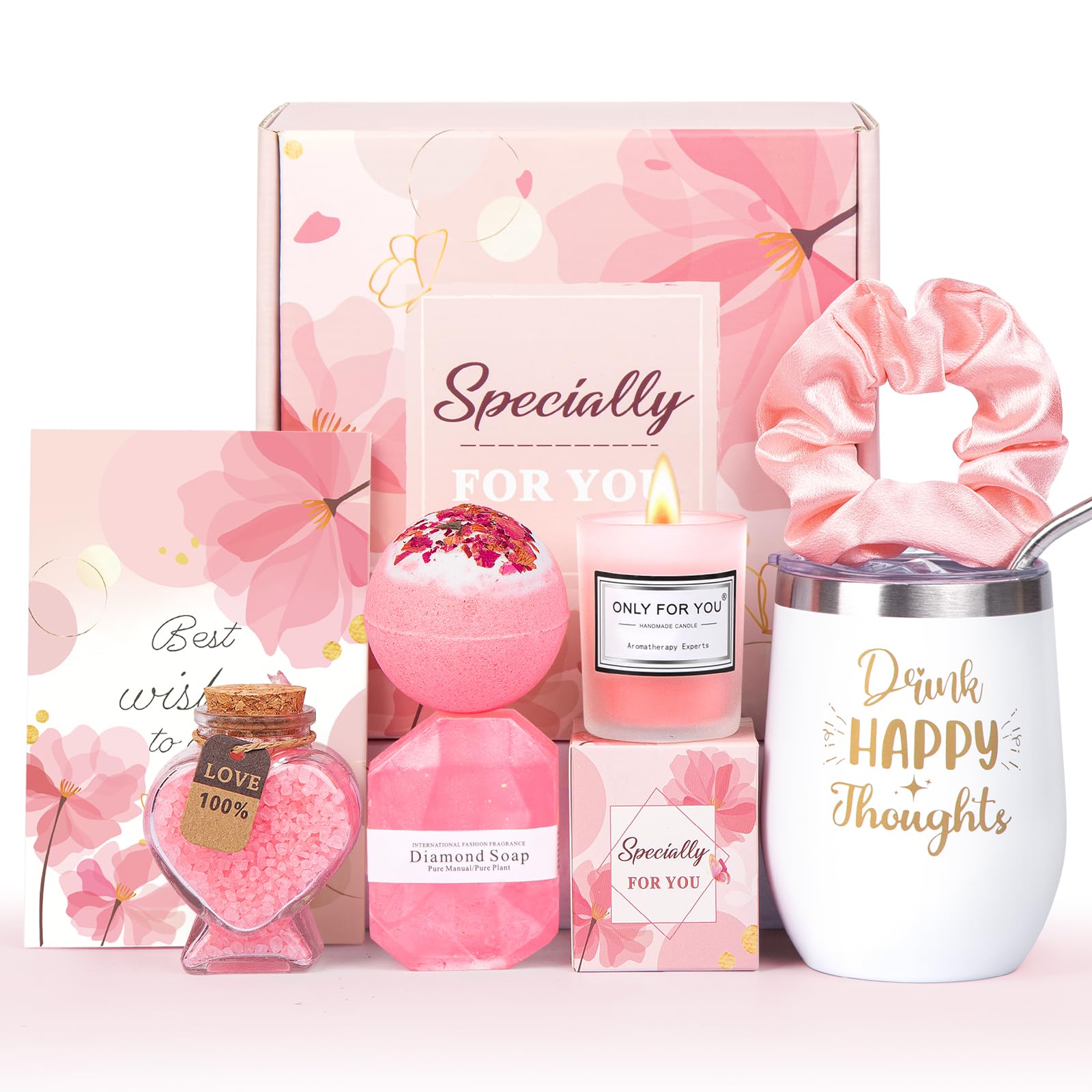 Birthday Gifts for Women, Relaxing Spa Gift Baskets for women, Rose Get Well Gifts Box Set for Her Friend Daughter Sister Wife Coworker Nurse Teacher