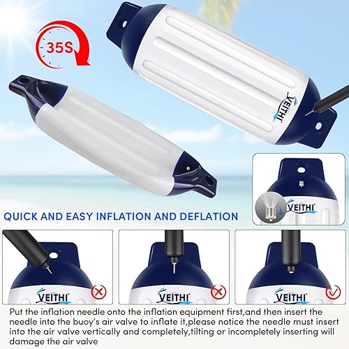 Vista 41 de Paquete de 4 defensas de barco de 4.5/5.5/6.5/8.5/8.5/10/16 pulgadas, parachoques de vinilo acanalado de doble ojo, parachoques de barco para Negro