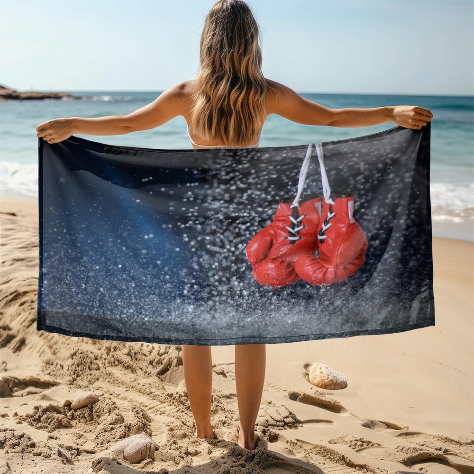 Telo Mare Microfibra 210x230 Rosso, Bianco, Blu Telo Spiaggia Grande Antisabbia,XXL Asciugamano Mare, Asciugatura Rapida, Stuoia Spiaggia Leggero E Portatile