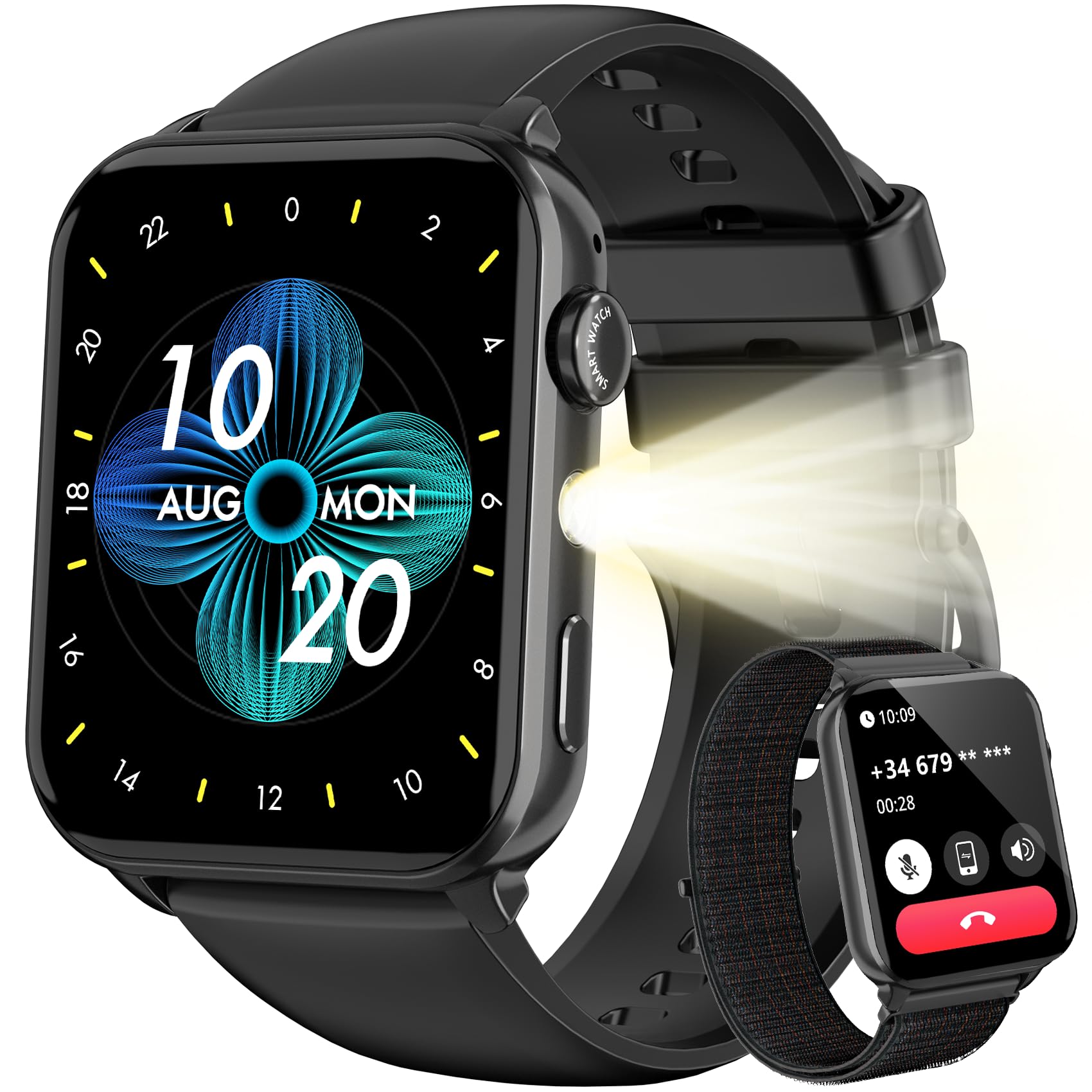 Blackview Smartwatch Uomo Donna, Effettua e Rispondi alle Chiamate,1,91'' Orologio Intelligente 100+ Modalità Sportive/Sonno/Cardiofrequenzimetro/SpO2/ Torcia per Android IOS