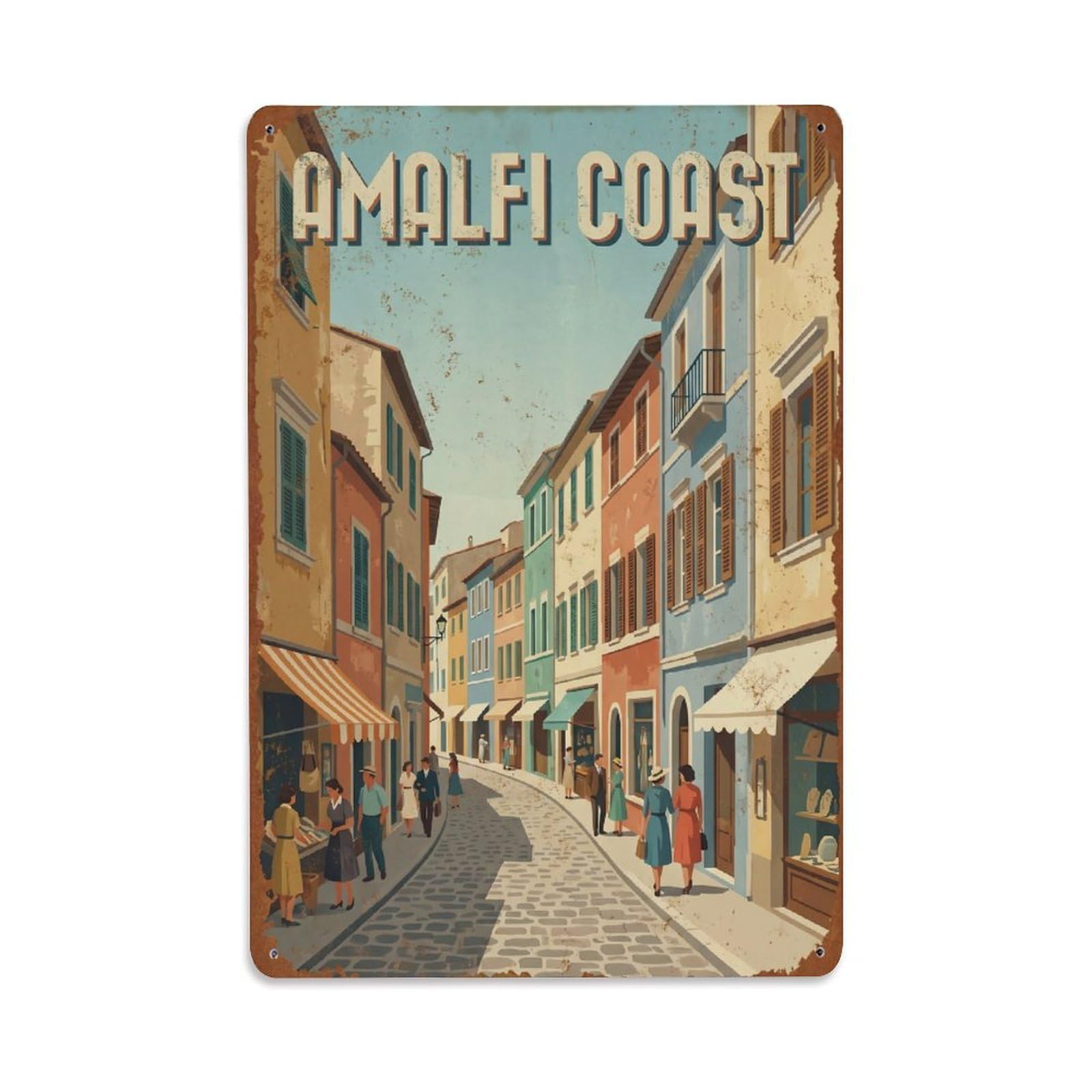 Vintage Travel Corso Italy Village Metal Tin Sign