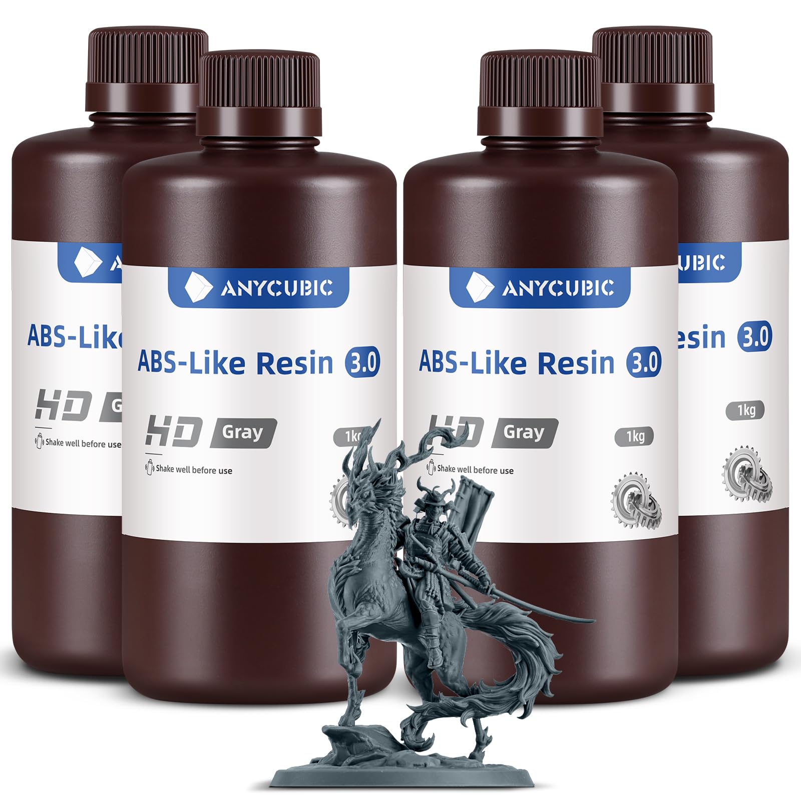 Photo 1 of ANYCUBIC ABS-Like Resin 3.0, 3D Printer Resin with Enhanced Strength and Toughness, High Precision and Minimal Shrinkage, Wide Compatibility for All LCD Resin 3D Printers (HD Grey, 4kg)