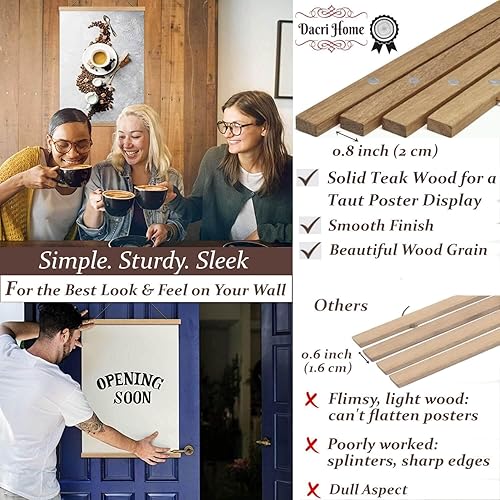 Miniatura 9 de Dacri Home - Colgador magnético para marcos de pósteres. Marco de madera fácil de colgar. Amplia compatibilidad con pasadores de madera para colgar
