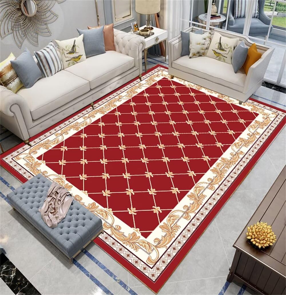 Tapis rouge rectangulaire 90x150cm pour salon et salle à manger