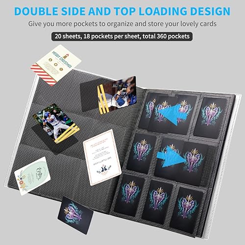 Miniatura 4 de Carpeta de Tarjetas, Carpeta de Colección de Cartas Comerciales Mejorada de 9 Bolsillos para Tarjetas, Álbum Portador de Libro de 360 Tarjetas para