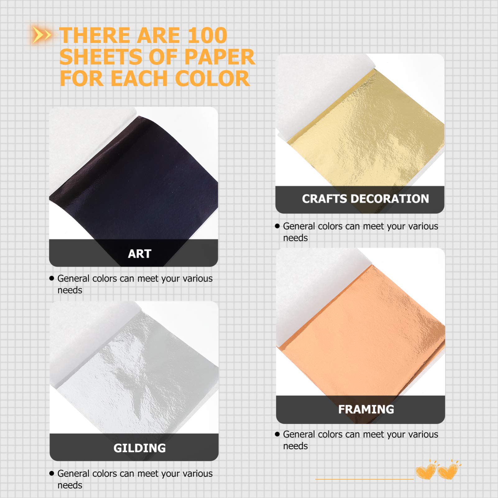 EXCEART 400 Sheets Foil Paper 8cmx8.5cm Gilding Crafting Paper for DIY Projects