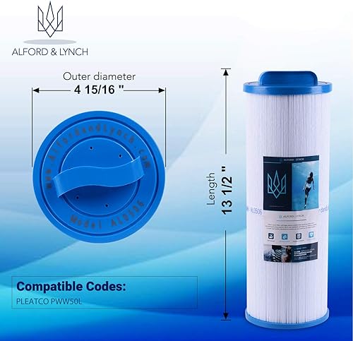 Miniatura 2 de Alford & Lynch Cartucho de filtro de repuesto para spa y bañera de hidromasaje - Compatible con Waterway 817-4050  Teleweir 50  PWW50L  Filbur