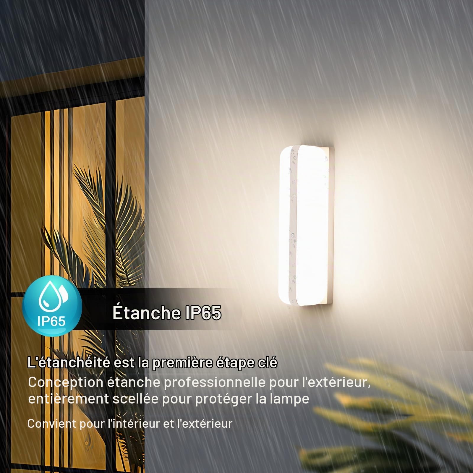 Applique Murale Intérieure LED Blanc - 2 Pack, 20W 2000LM Applique Murale Exterieur, 4000K Up-and-Down Éclairage Lampe, IP65 Luminaires Intérieur pour Escaliers Couloir Jardin Garage WC