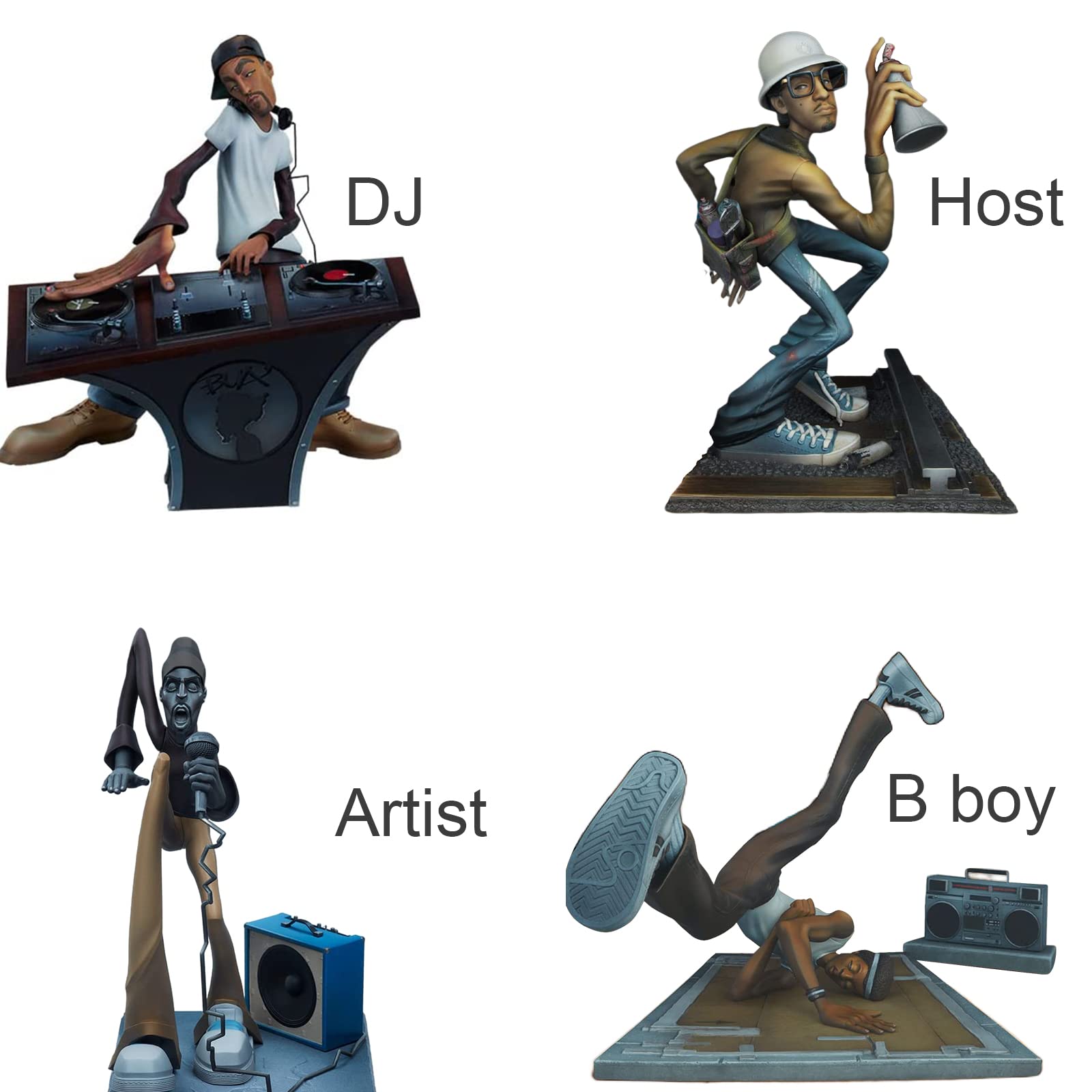 Gonetre Hip Hop Modello Scultura Statua 'artista Statua di Astratta Moderna Statua di Musica Rap Star Scultura in Resina Decorazione del Desktop Figurine Hip Hop, per (Host