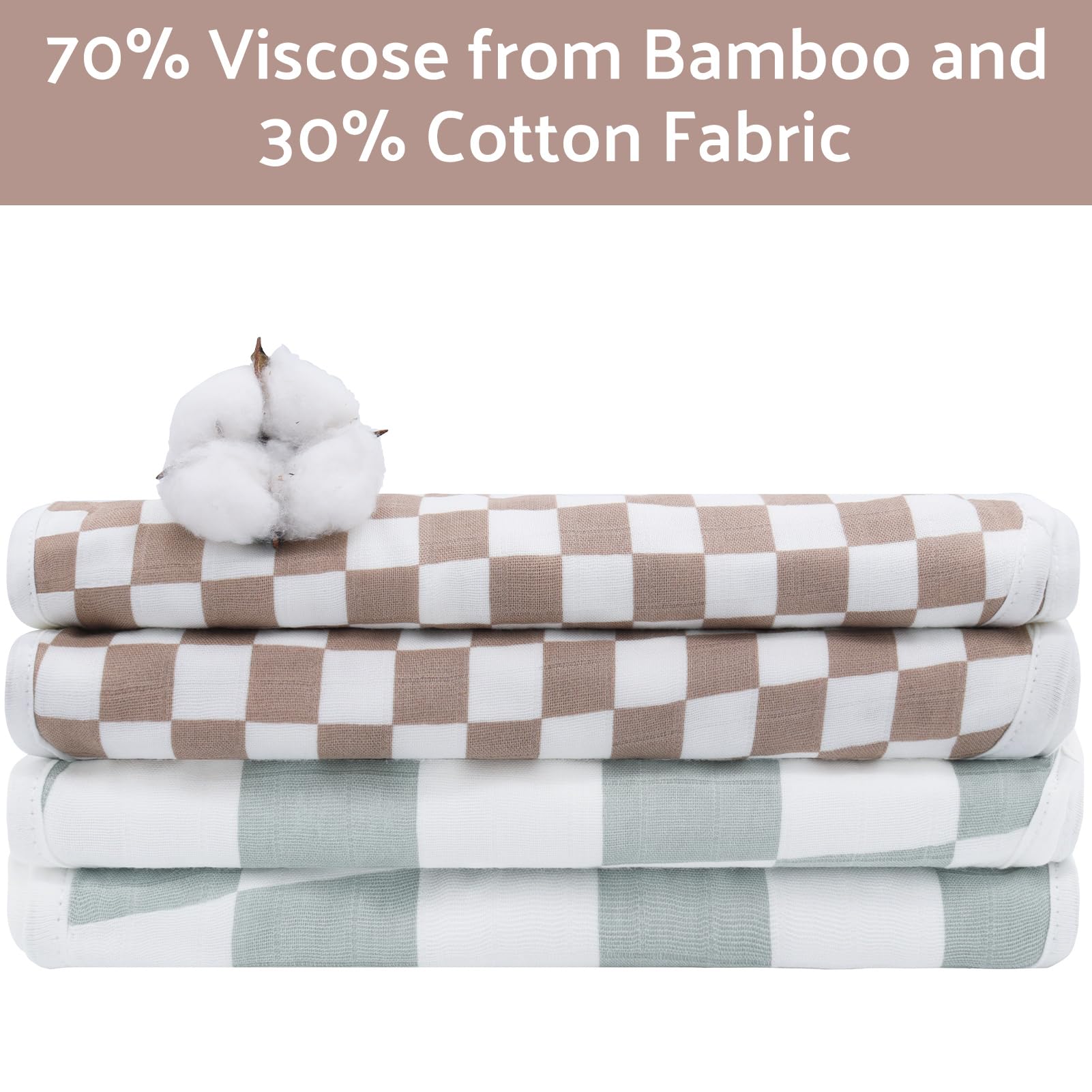 LifeTree Juegos de ropa para eructos de bebé de muselina para unisex, paquete de 2 unidades, viscosa grande de bambú de algodón, ropa para eructar recién nacidos, niñas y niños (checkered)